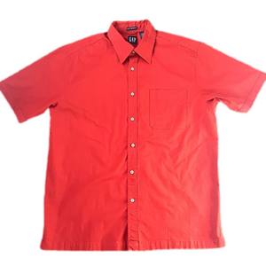 GAP Mens Oversized Stretch Short Sleeved Button Down Shirt Sz L Rust